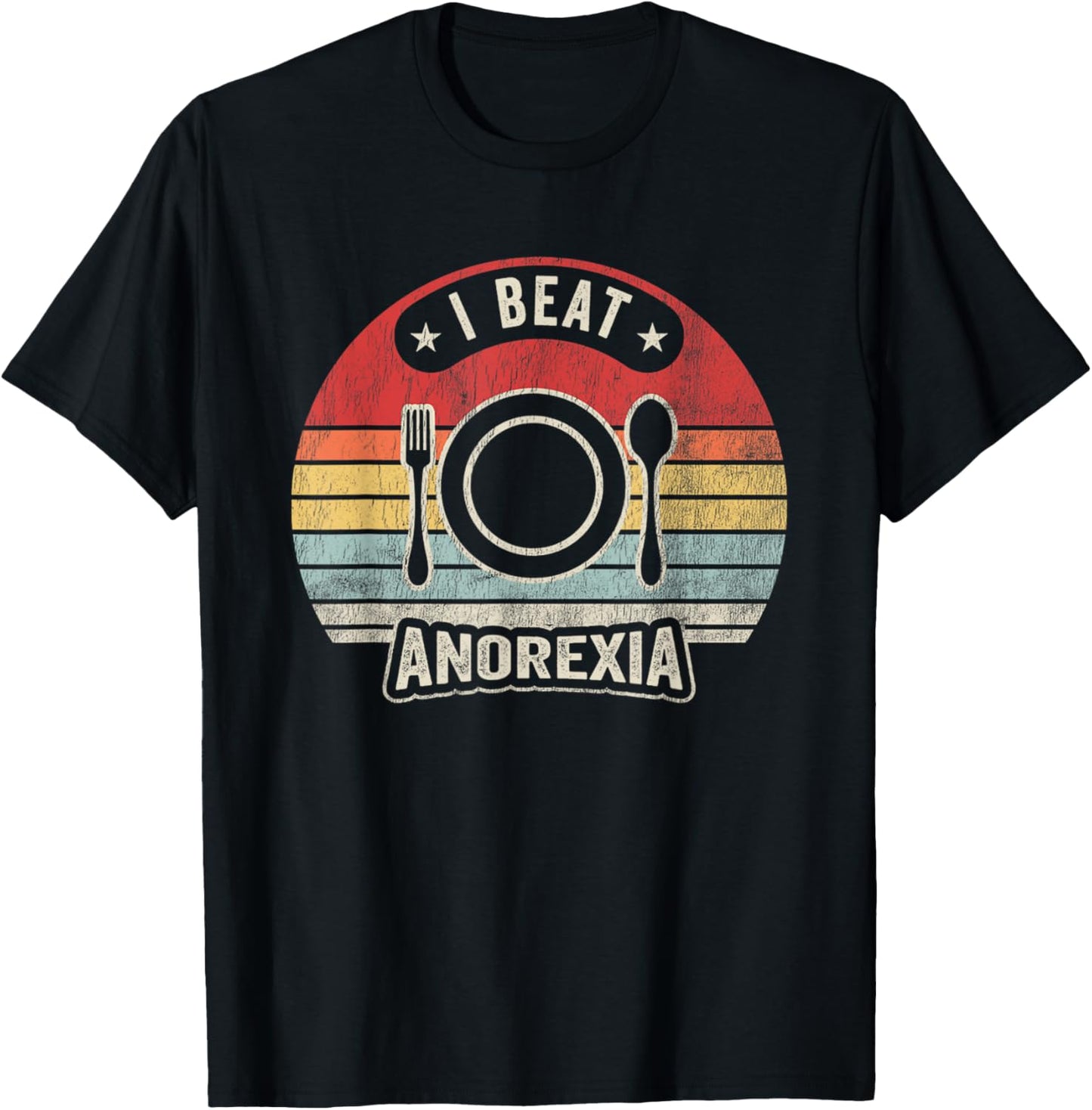 I Beat Anorexia Retro Humor Statement T-Shirt - T-Shirt | Black