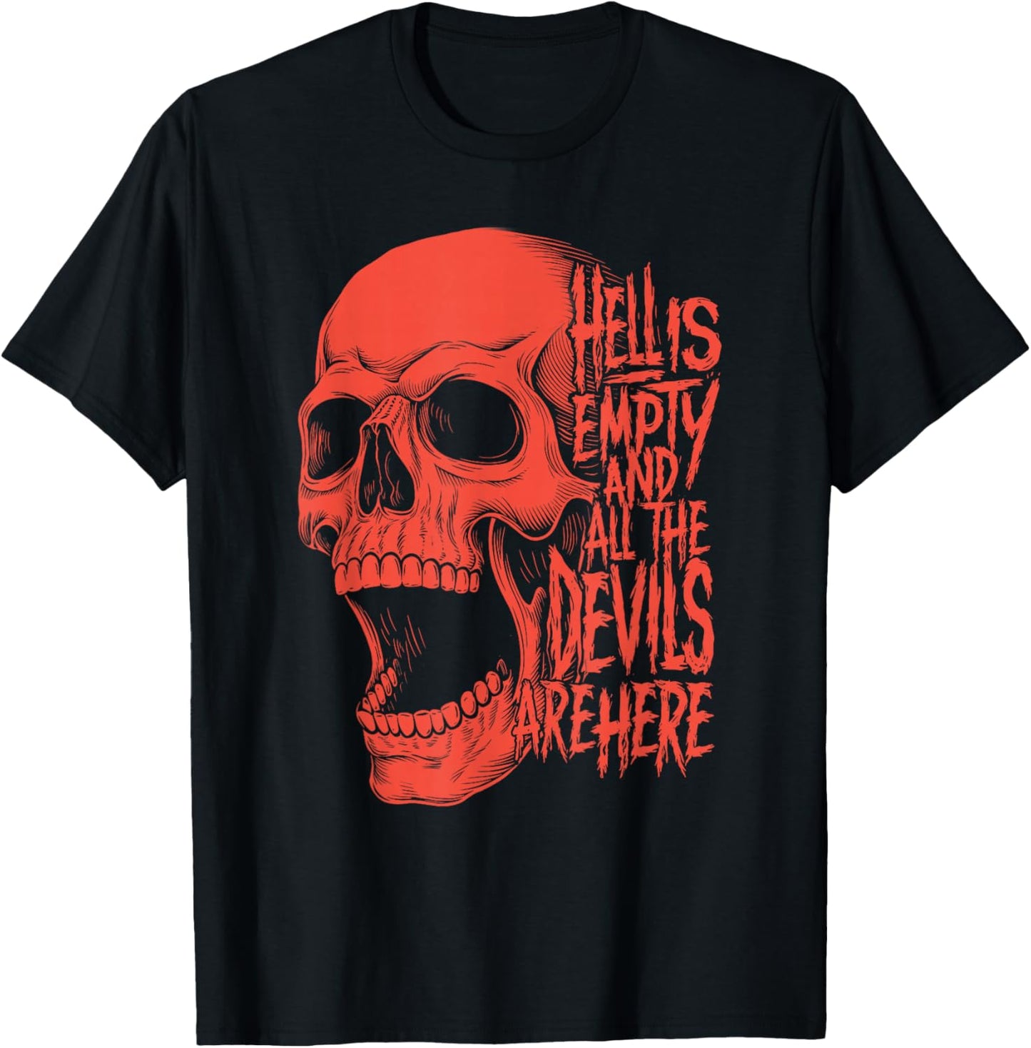 Hell is Empty And All The Devils Are Here Shakespeare Skull T-Shirt - T-Shirt | Black