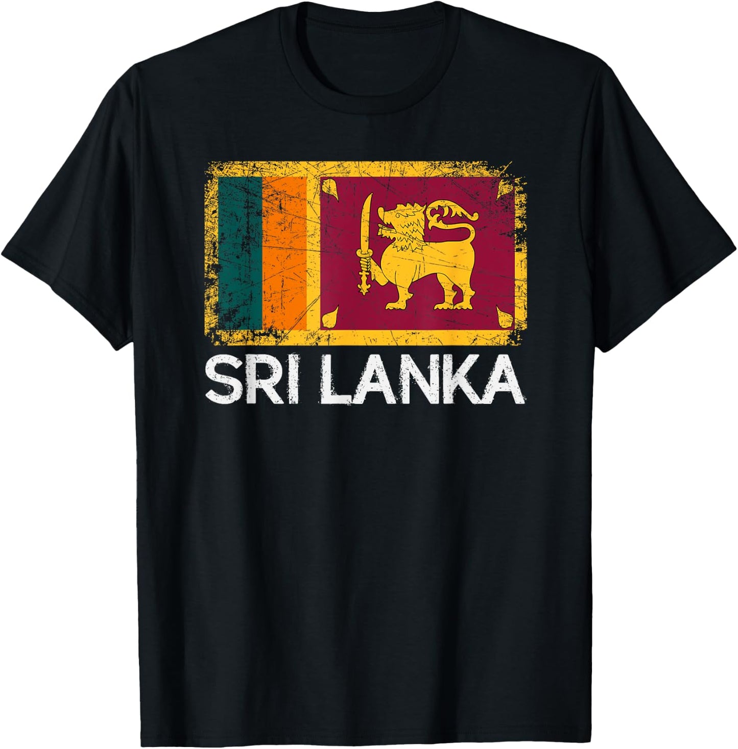 Sri Lankan Flag | Vintage Made In Sri Lanka Gift T-Shirt - T-Shirt | Black