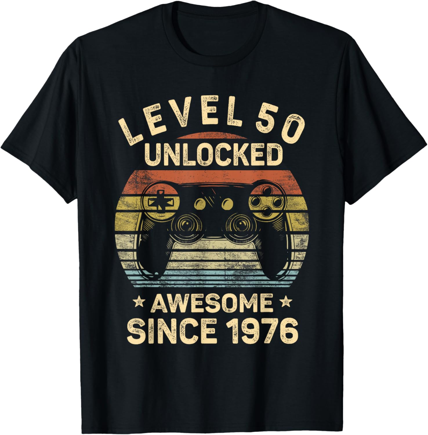 Level 50 Unlocked Awesome Since 1976 50th Birthday Gaming T-Shirt - T-Shirt | Black