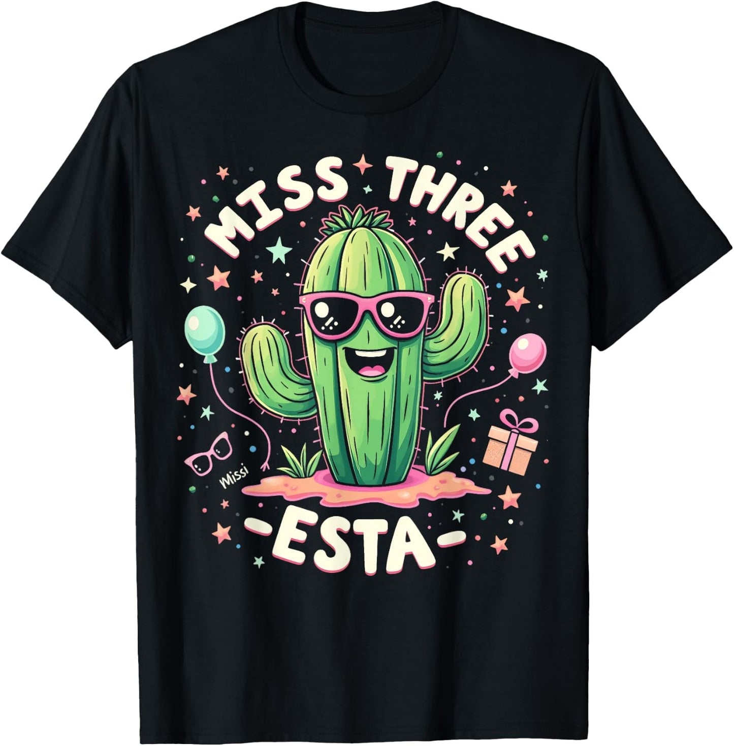 3esta Birthday Three Esta Party Miss Three Esta 3esta Party T-Shirt - T-Shirt | Black