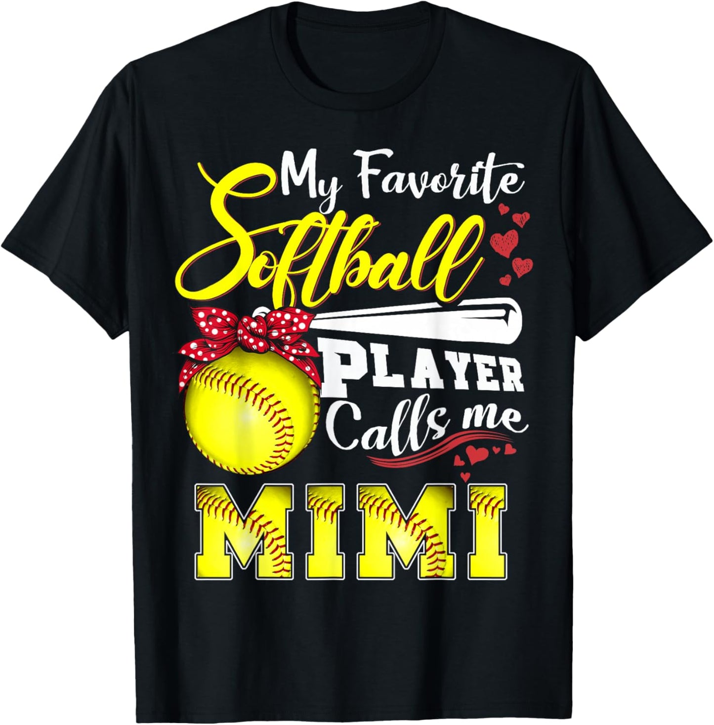 My Favorite Softball Player calls me Mimi Mothers day T-Shirt - T-Shirt | Black