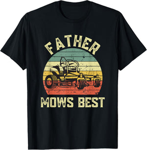 Father mows best Funny Fathers Day Dad Jokes Lawn Mowing T-Shirt - T-Shirt | Black