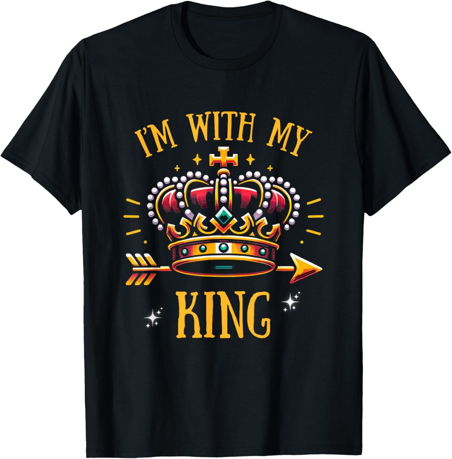 Matching Queen King Couple Shirts, I'm with My King T-Shirt - T-Shirt | Black