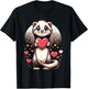 Ferret Holding Heart Valentine's Day Cute Valentine T-Shirt - T-Shirt | Black