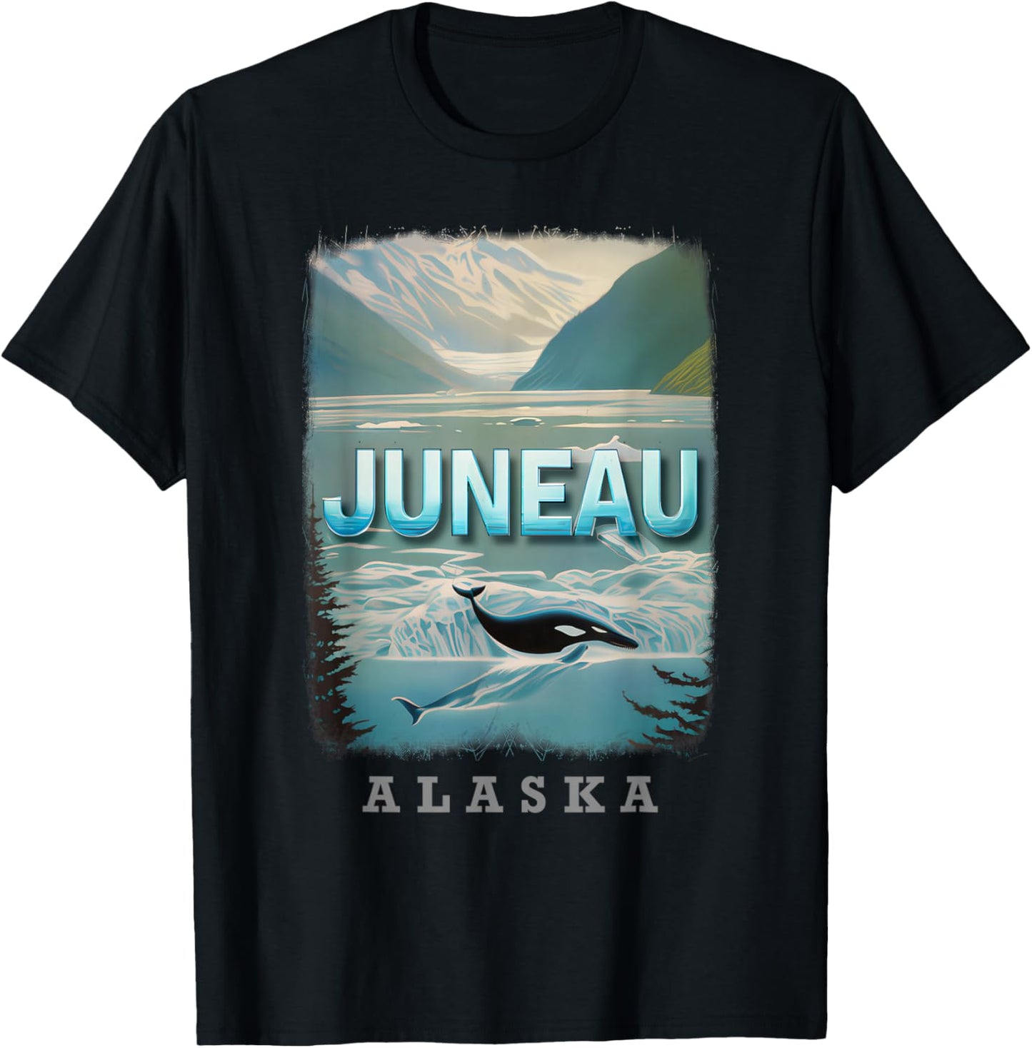 Juneau Alaska AK Glacier Majesty SD102 T-Shirt - T-Shirt | Black