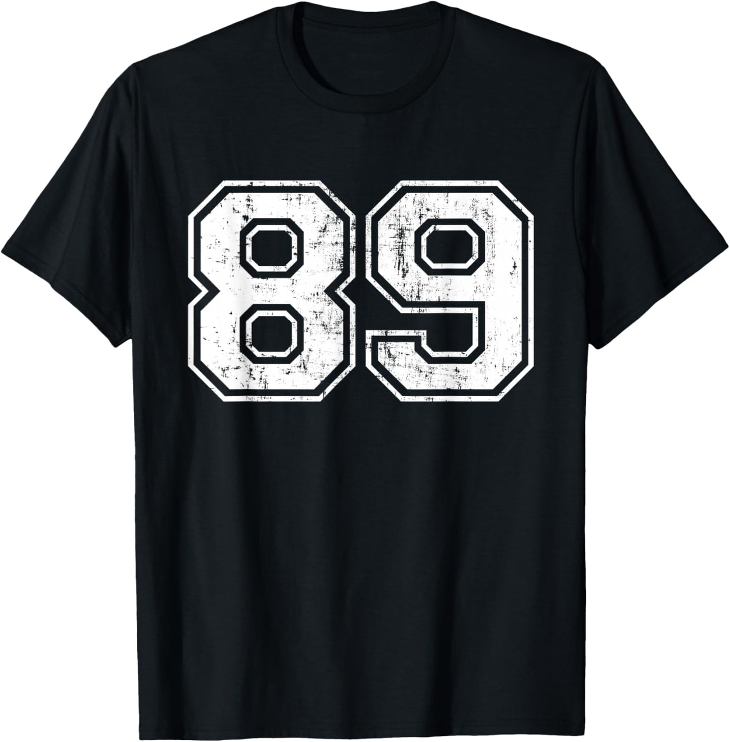 Number 89 Eighty Nine Distressed Vintage Sport Team Practice T-Shirt - T-Shirt | Black