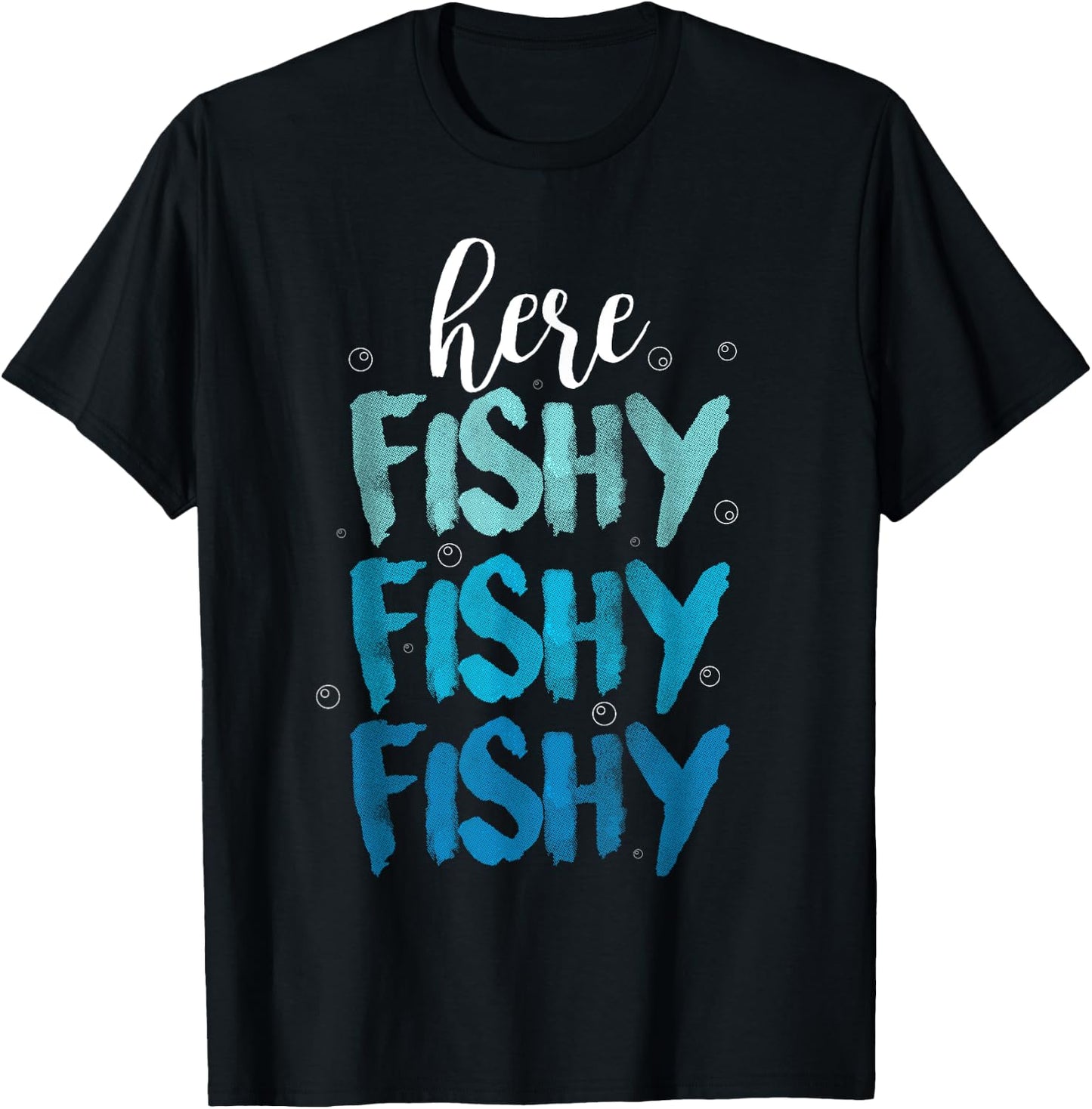 Funny Fishing Here Fishy Love Summer Lake Gift Women Girls Kids T-Shirt - T-Shirt | Black