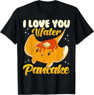 Cute & Funny I Love You Water Pancake Stingray Pun T-Shirt - T-Shirt | Black