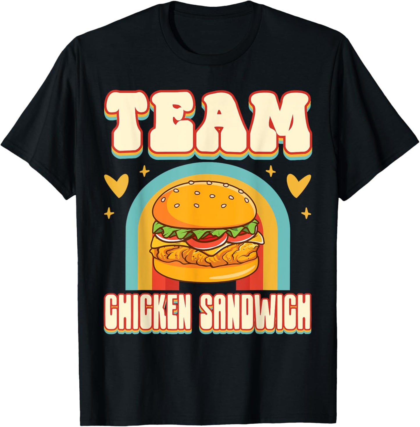 Chicken Sandwich Squad Hungry Food Lover Gift Team Chicken Sandwich Cute Food Addict Team - -Adults, Black, Small T-Shirt - T-Shirt | Black