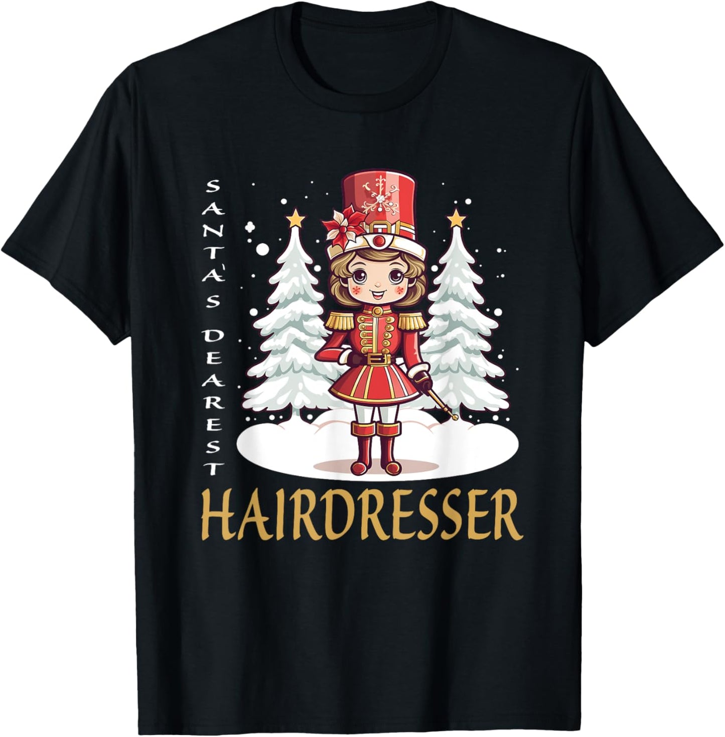 Hairdresser Christmas Classic Female Nutcracker T-Shirt - T-Shirt | Black