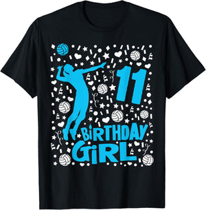 Girls Volleyball 11th Birthday Gift - 11 Year Old Player T-Shirt - T-Shirt | Black