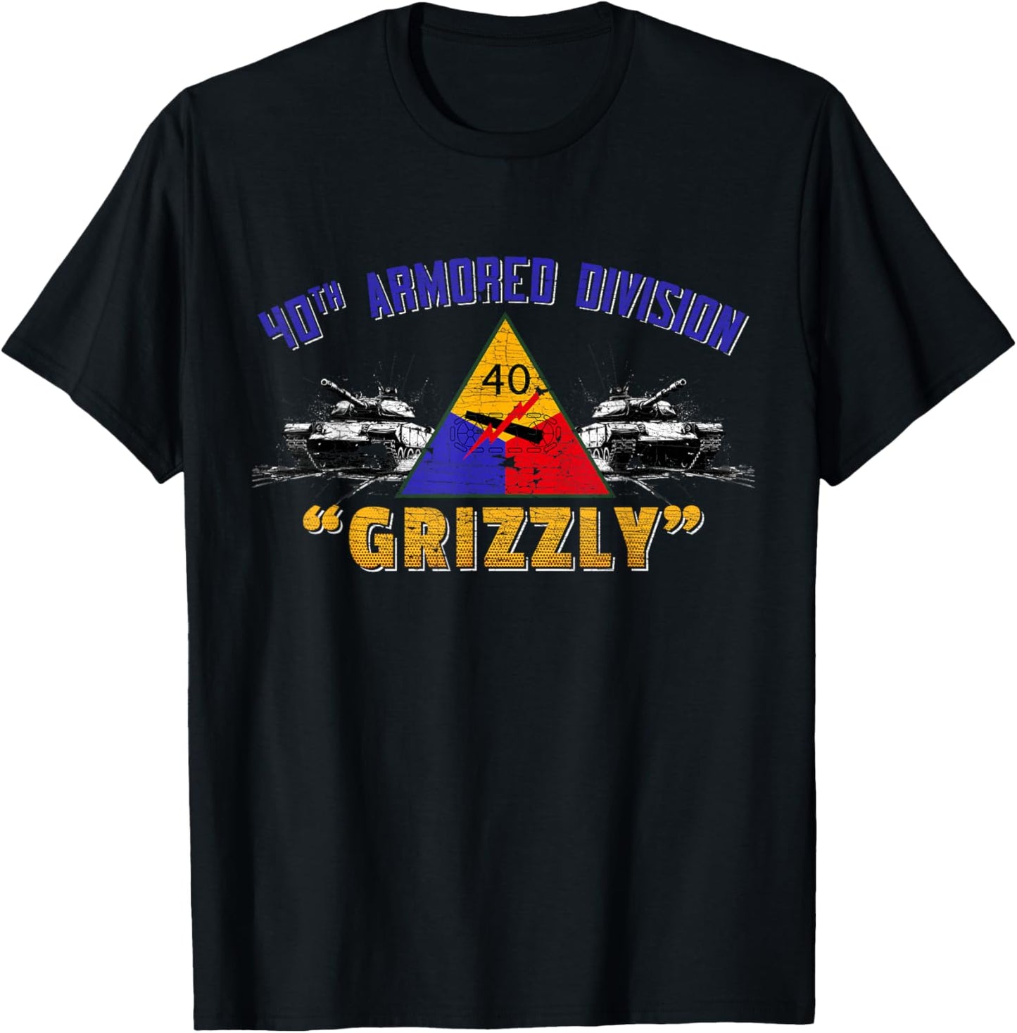 Veteran 40th Armored Division Grizzly Vintage Gifts T-Shirt - T-Shirt | Black