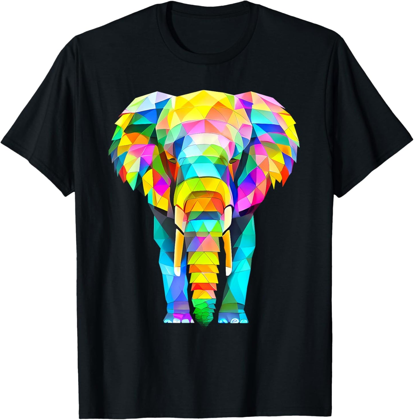 Colorful Elephant Abstract Geometric T-Shirt - T-Shirt | Black