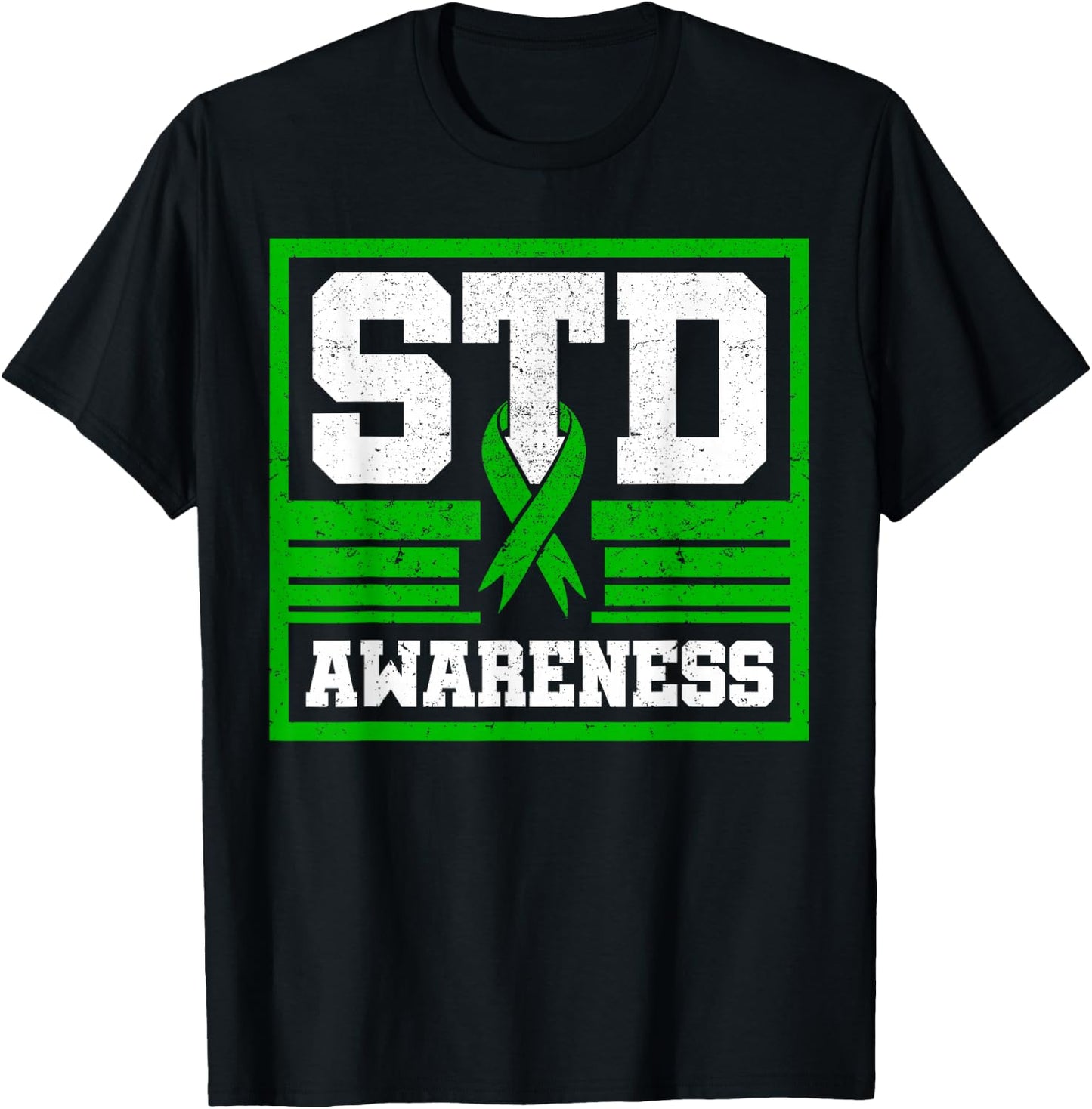 Sexually Transmitted Diseases STD Lime Green Ribbon Syphilis T-Shirt - T-Shirt | Black