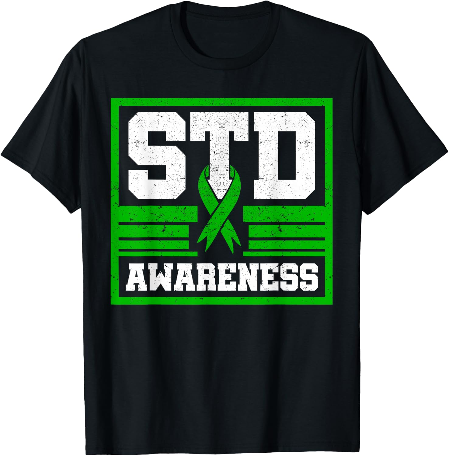 Sexually Transmitted Diseases STD Lime Green Ribbon Syphilis T-Shirt - T-Shirt | Black