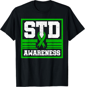 Sexually Transmitted Diseases STD Lime Green Ribbon Syphilis T-Shirt - T-Shirt | Black