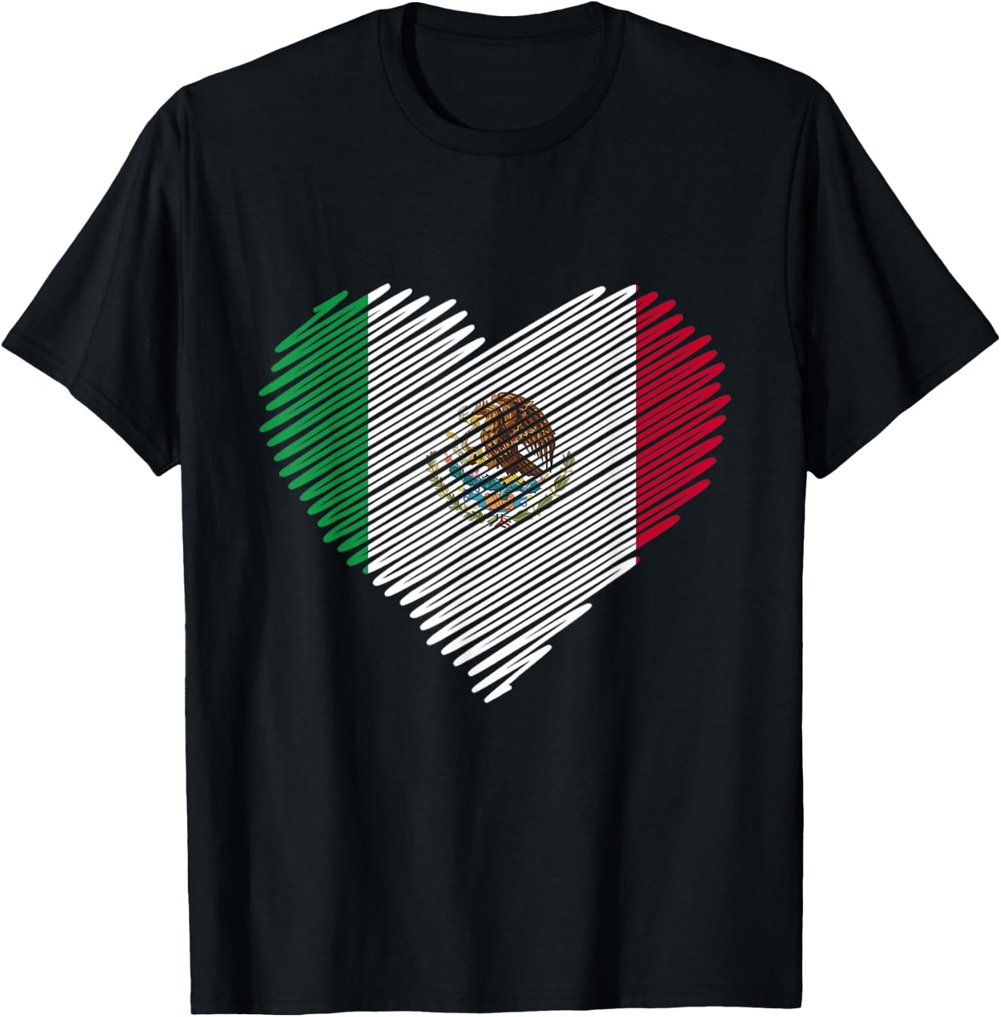 Mexican Flag Heart Gift Mexico T-Shirt - T-Shirt | Black