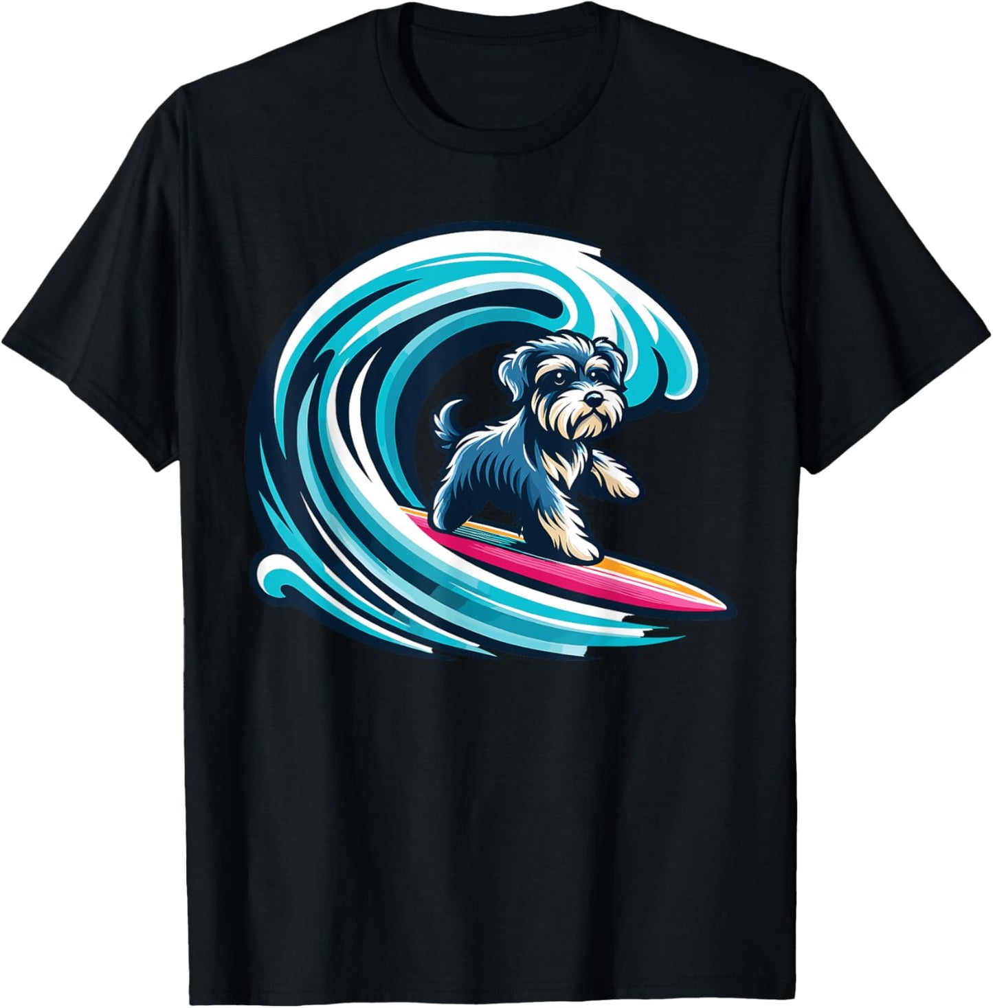 Schnoodle Surfing, Wave Riding Schnoodle T-Shirt - T-Shirt | Black