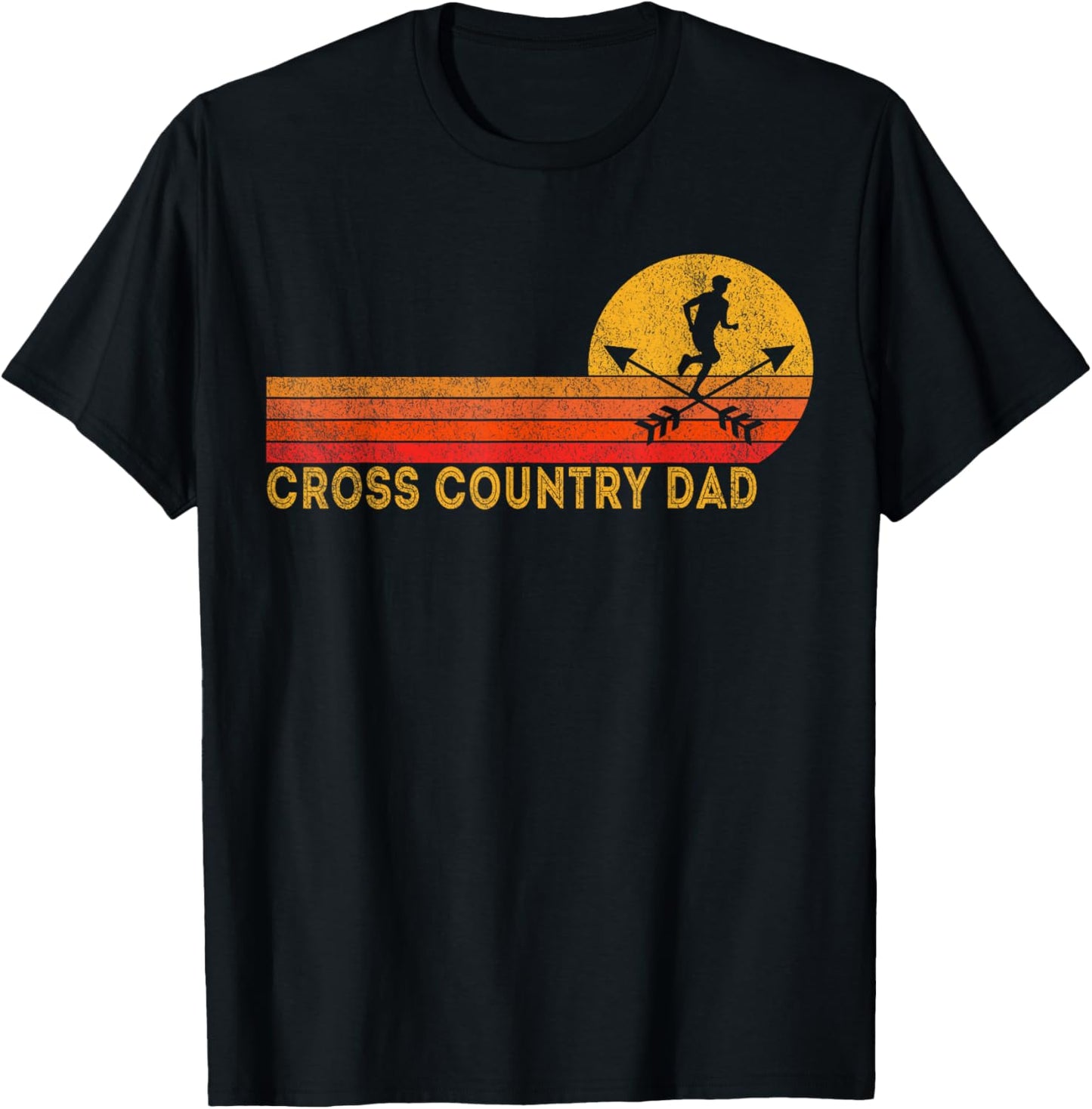 Funny Cross Country Dad Cross Country Running Retro T-Shirt - T-Shirt | Black