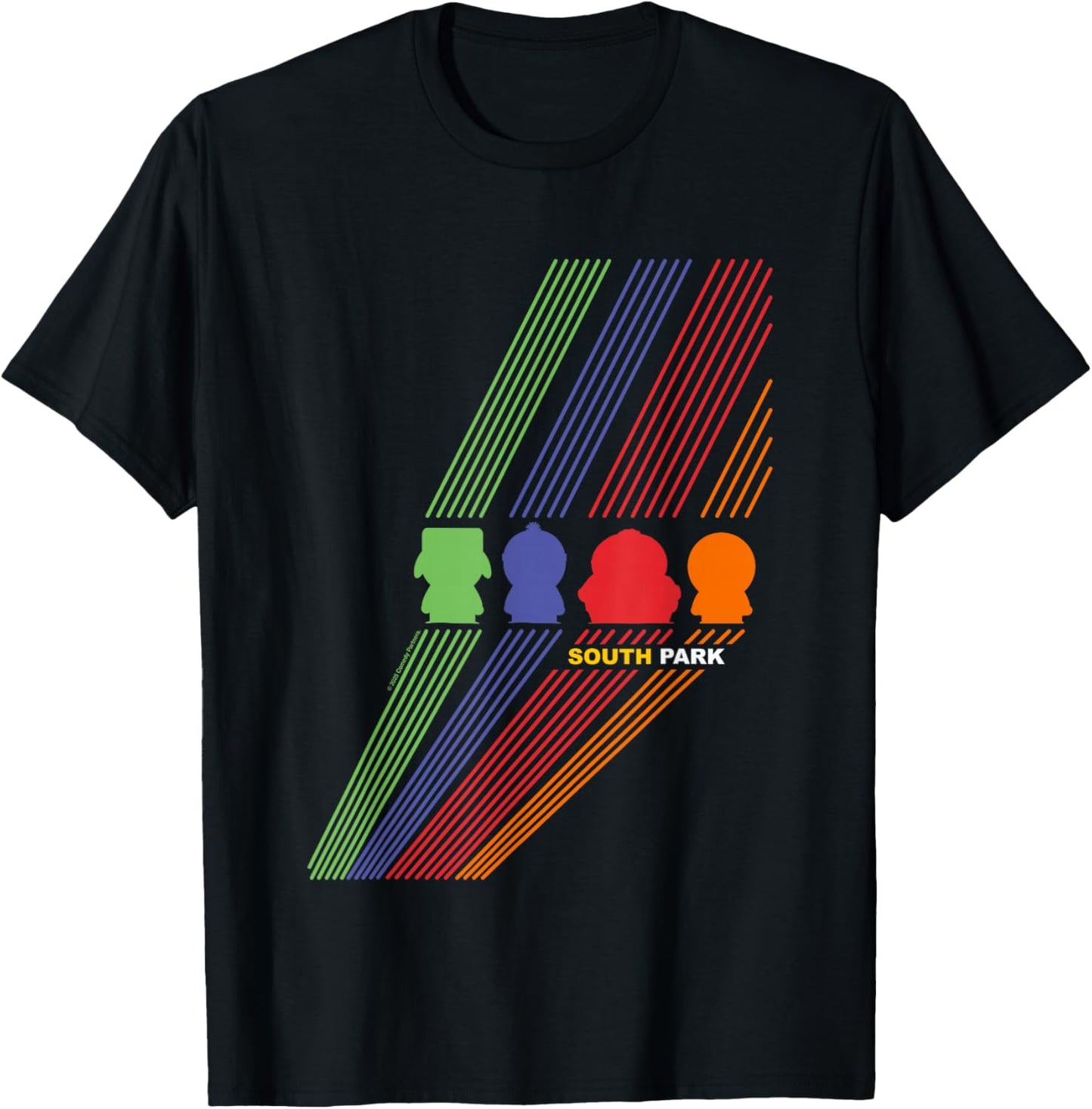 South Park Stan Kenny Kyle & Cartman Colour Line Art T-Shirt - T-Shirt | Black