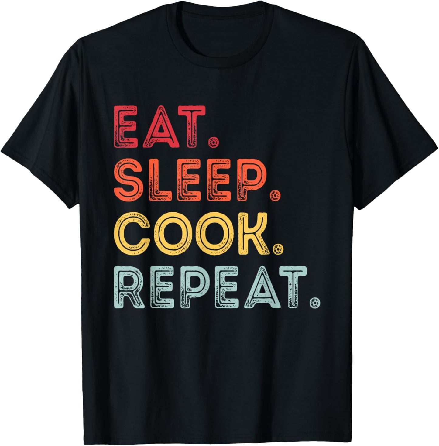 Vintage Eat Sleep Cook Repeat Cooking Chef Men T-Shirt - T-Shirt | Black