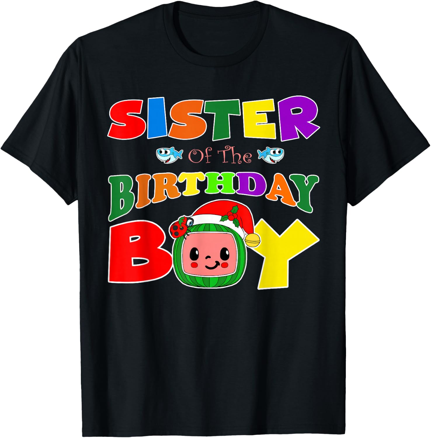 Sister Of The Birthday Boy Funny Melon Family Matching T-Shirt - T-Shirt | Black
