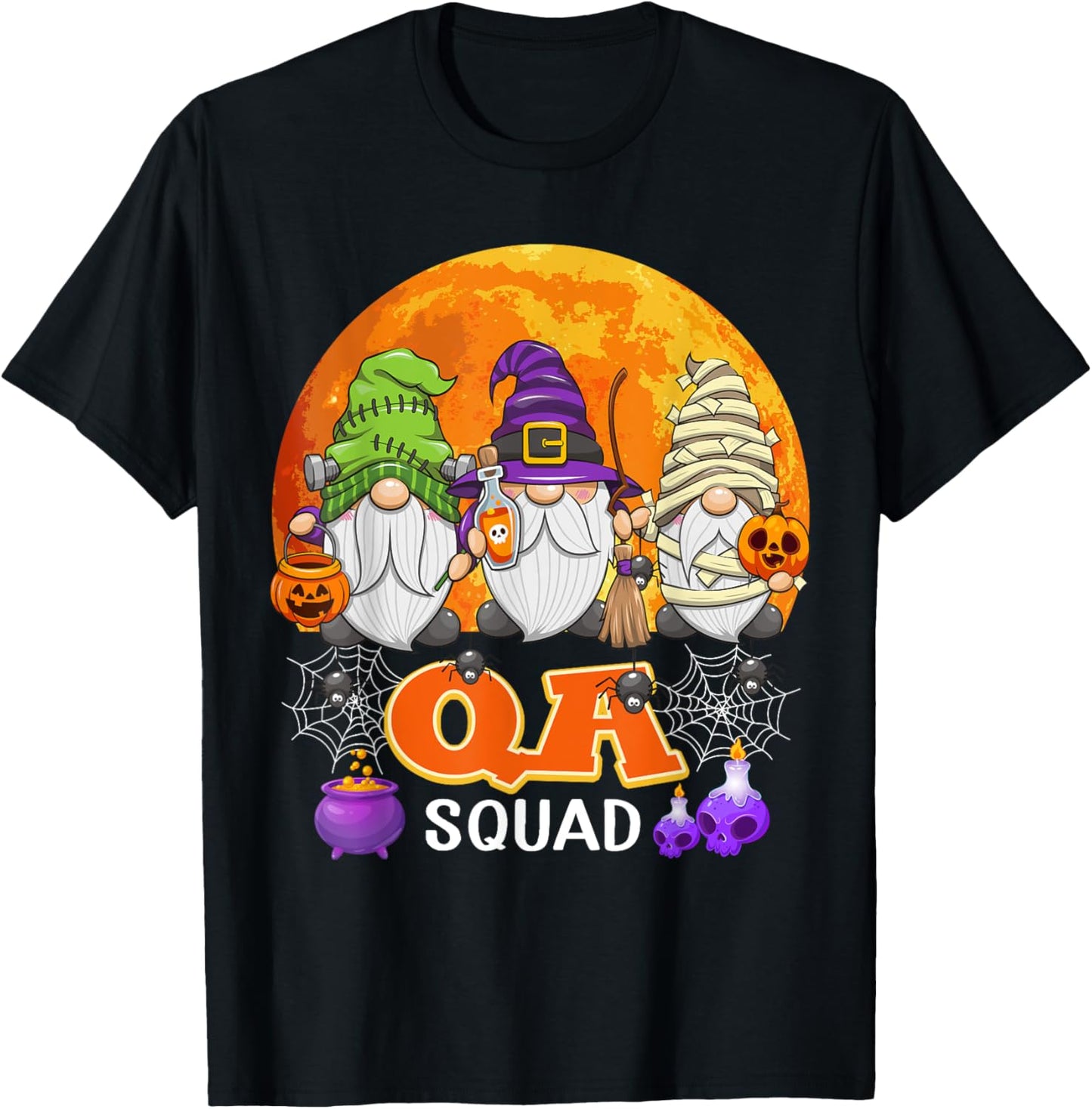 QA Squad Halloween QA Analyst Gnome Matching T-Shirt - T-Shirt | Black