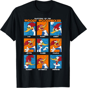Woody Woodpecker Emotions Vintage Panel Poster T-Shirt - T-Shirt | Black