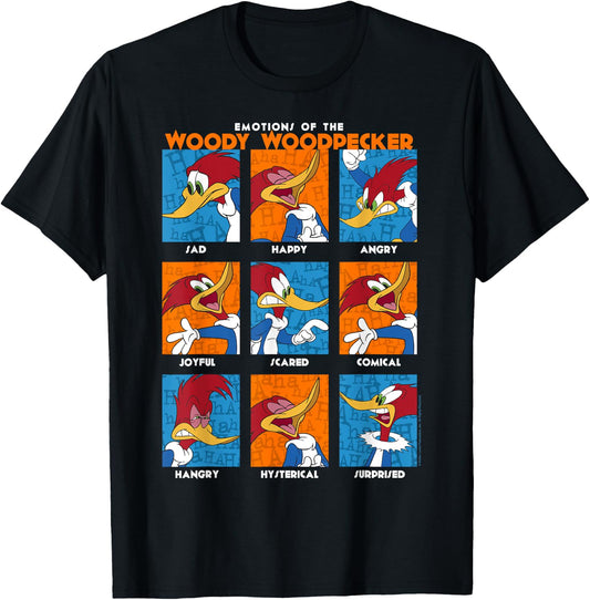 Woody Woodpecker Emotions Vintage Panel Poster T-Shirt - T-Shirt | Black
