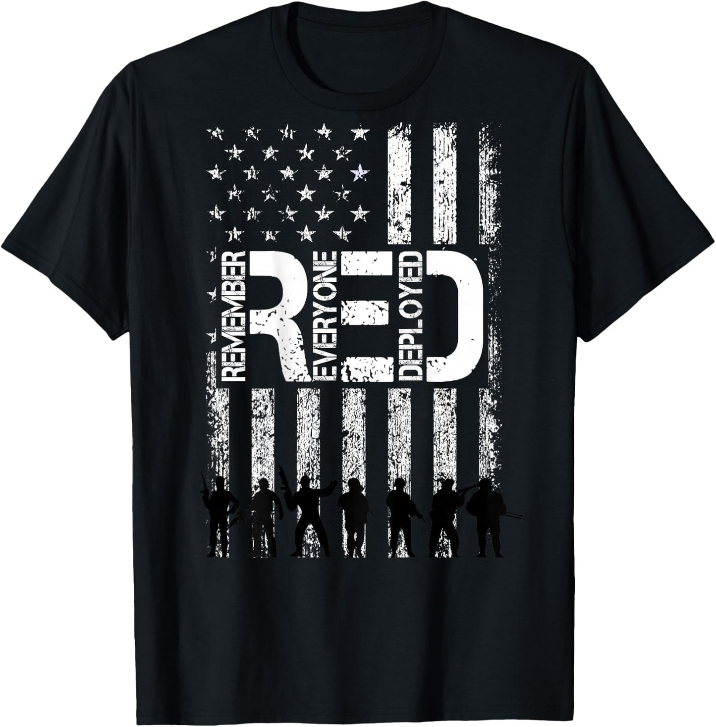 On Fridays We Wear Red Military Veteran Day US Flag Back T-Shirt - T-Shirt | Black