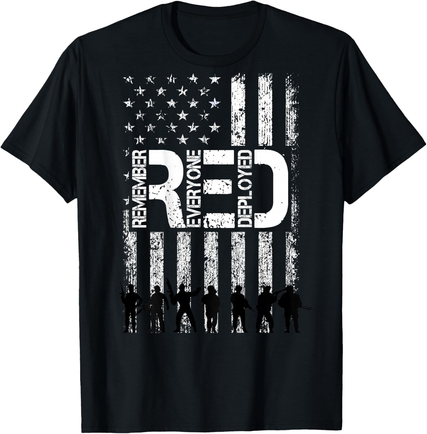 On Fridays We Wear Red Military Veteran Day US Flag Back T-Shirt - T-Shirt | Black