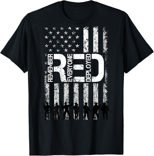 On Fridays We Wear Red Military Veteran Day US Flag Back T-Shirt - T-Shirt | Black