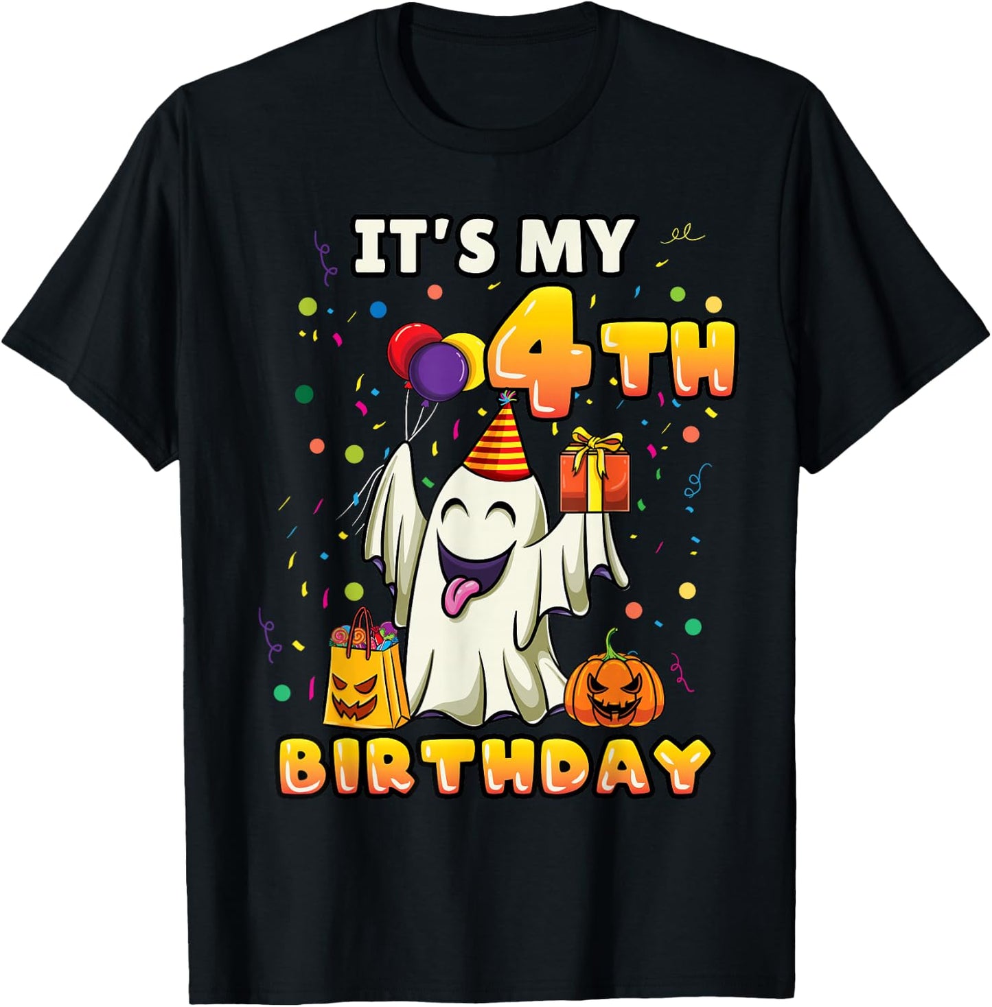 Its My 4th Birthday Ghost Halloween Kids T-Shirt - T-Shirt | Black