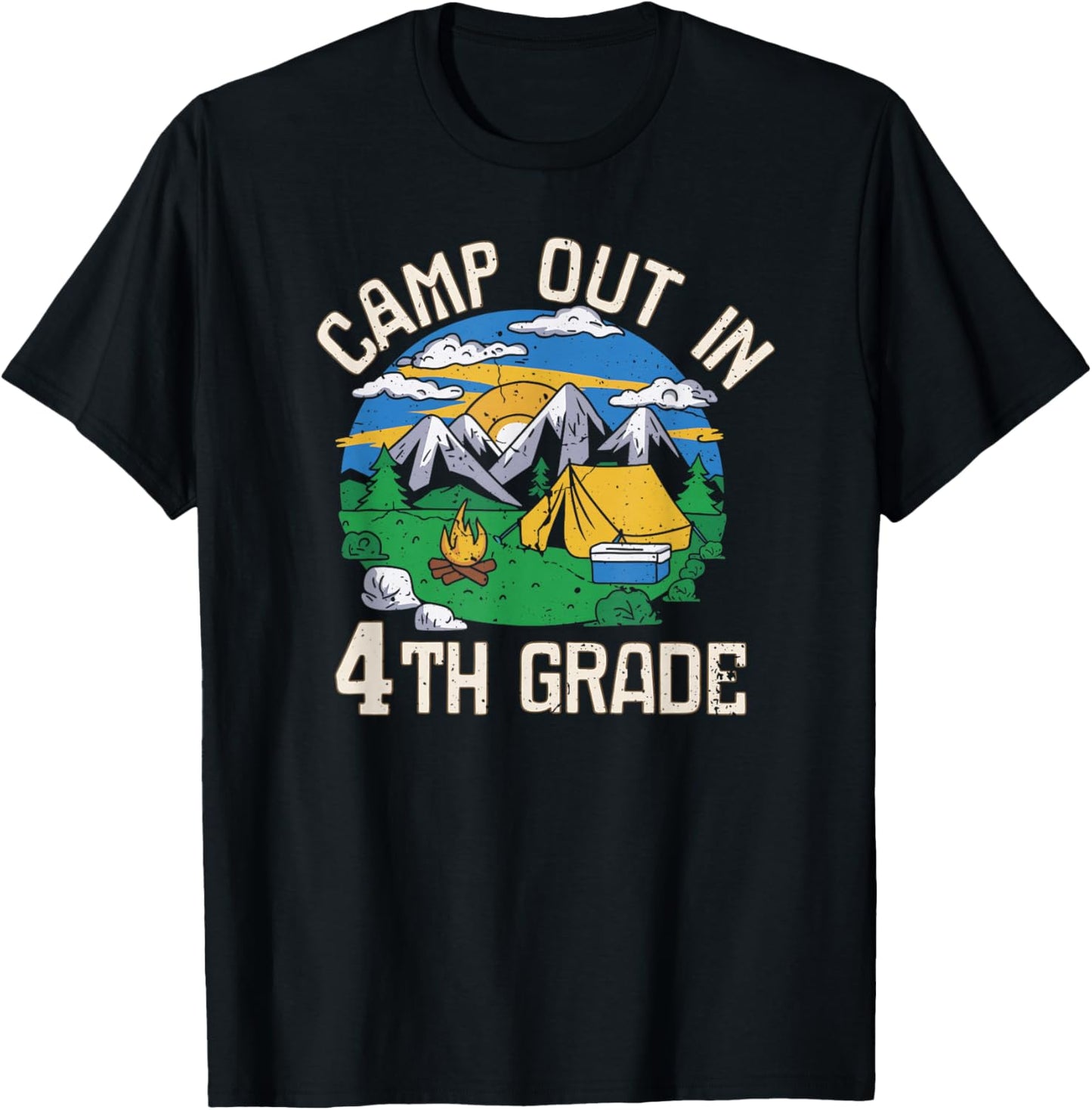 Camp out In 4th Grade Funny Camping Lovers Back to School T-Shirt - T-Shirt | Black