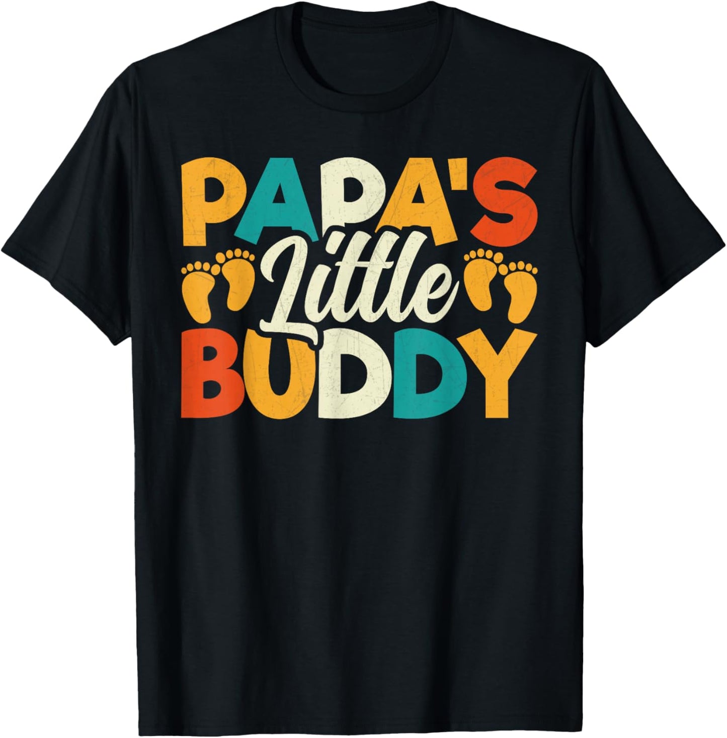 Kids Papa's Little Buddy - Vintage Style Dad Fathers Day T-Shirt - T-Shirt | Black