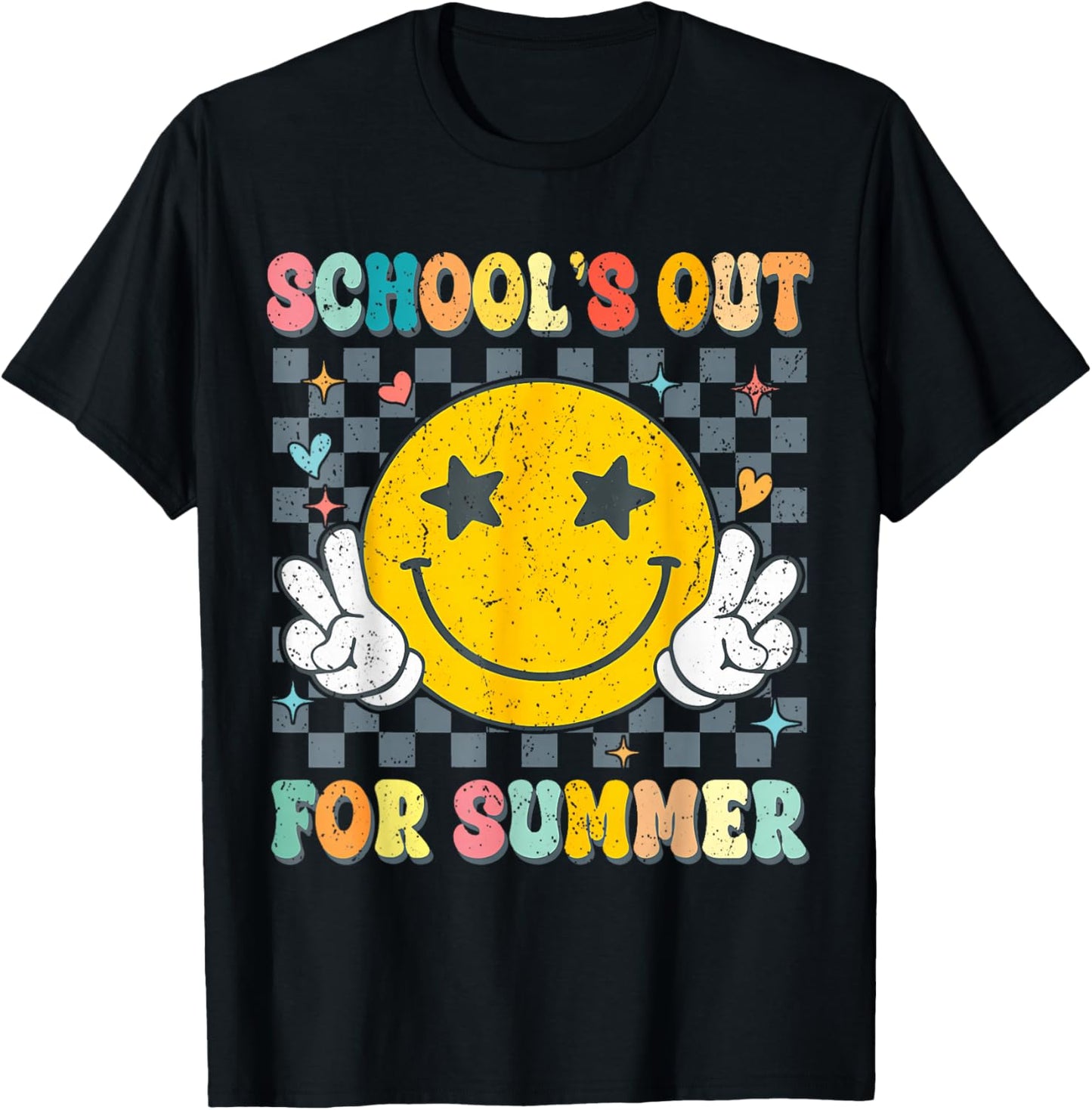 Last Day Of School Retro Schools Out For Summer Teacher T-Shirt - T-Shirt | Black