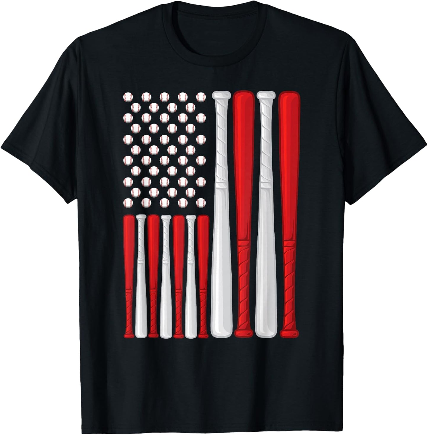 USA Flag - American Baseball Flag - Vintage Baseball Flag T-Shirt - T-Shirt | Black