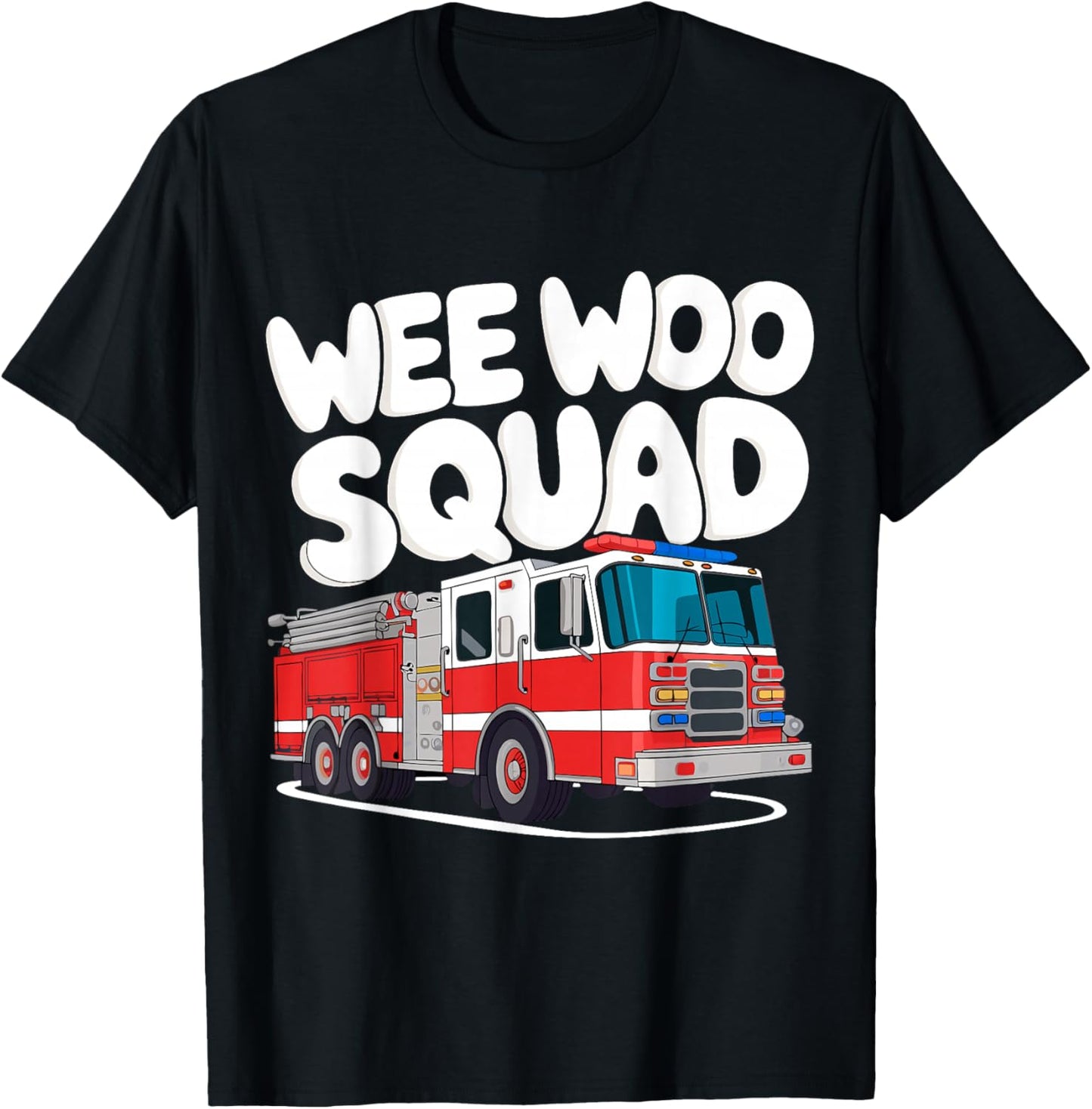 Funny Firefighter Art Women Kids Fire Truck Fireman T-Shirt - T-Shirt | Black