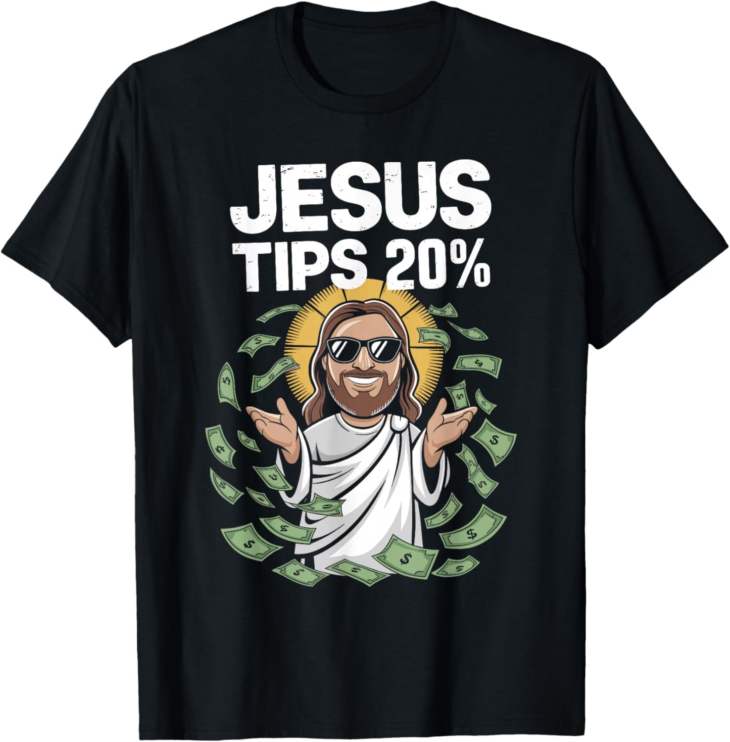 Jesus Tips 20 Percent Shirt Humorous Christian T-Shirt - T-Shirt | Black