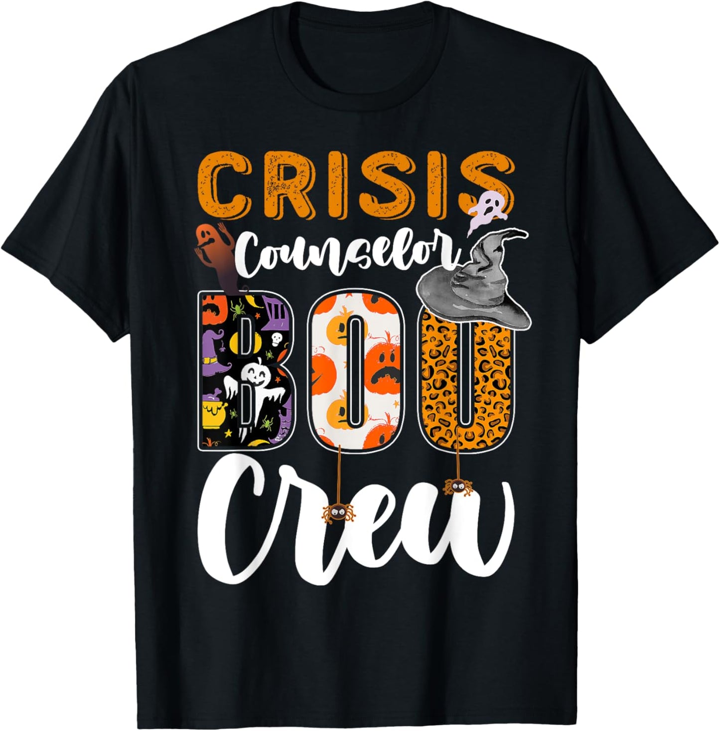 Crisis Counselor Boo Crew Halloween Matching Trauma Therapy T-Shirt - T-Shirt | Black