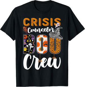 Crisis Counselor Boo Crew Halloween Matching Trauma Therapy T-Shirt - T-Shirt | Black