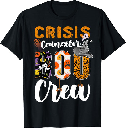 Crisis Counselor Boo Crew Halloween Matching Trauma Therapy T-Shirt - T-Shirt | Black