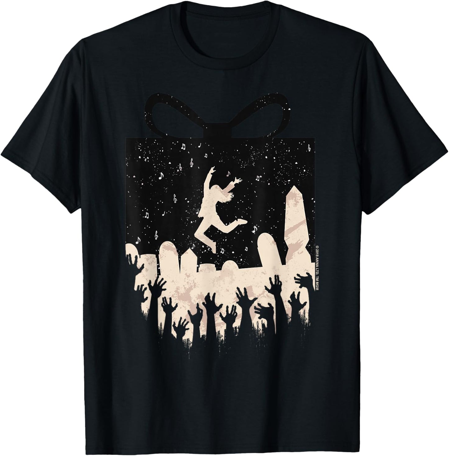 Anna and the Apocalypse Zombie Present Silhouette Christmas T-Shirt - T-Shirt | Black