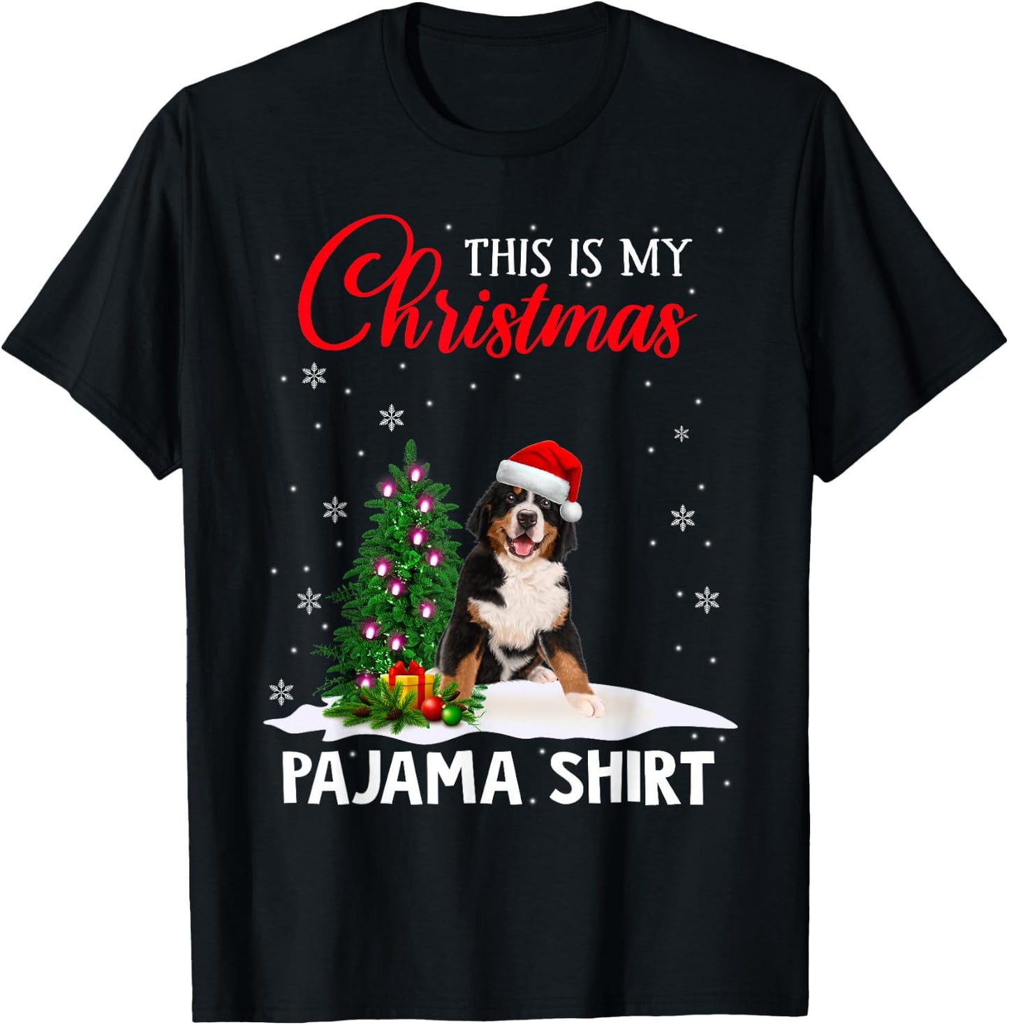 This Is My Christmas Pajama Bernese Mountain Xmas Dog Lover T-Shirt - T-Shirt | Black