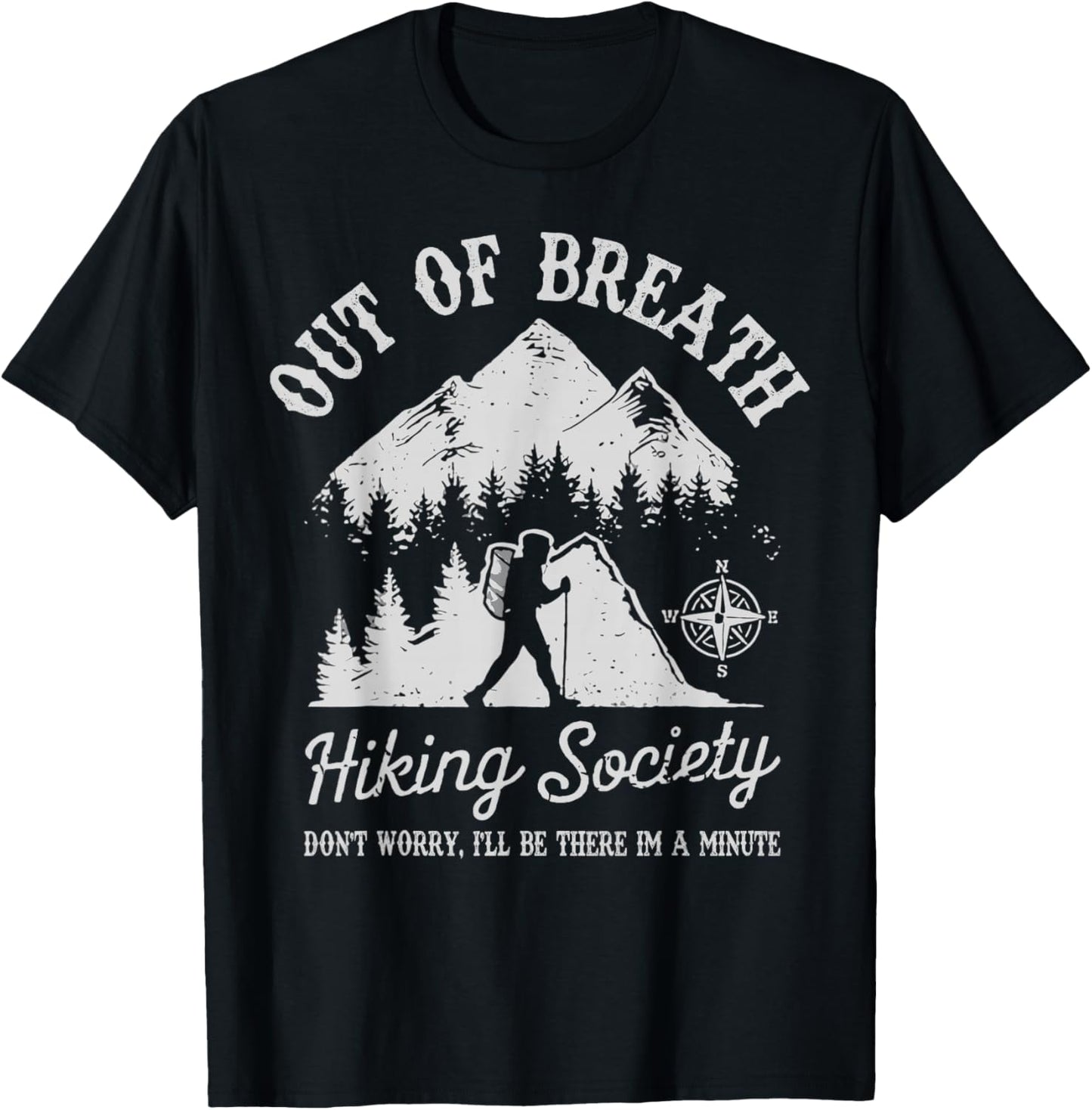 Out Of Breath Hiking Society Retro Nature Love T-Shirt - T-Shirt | Black