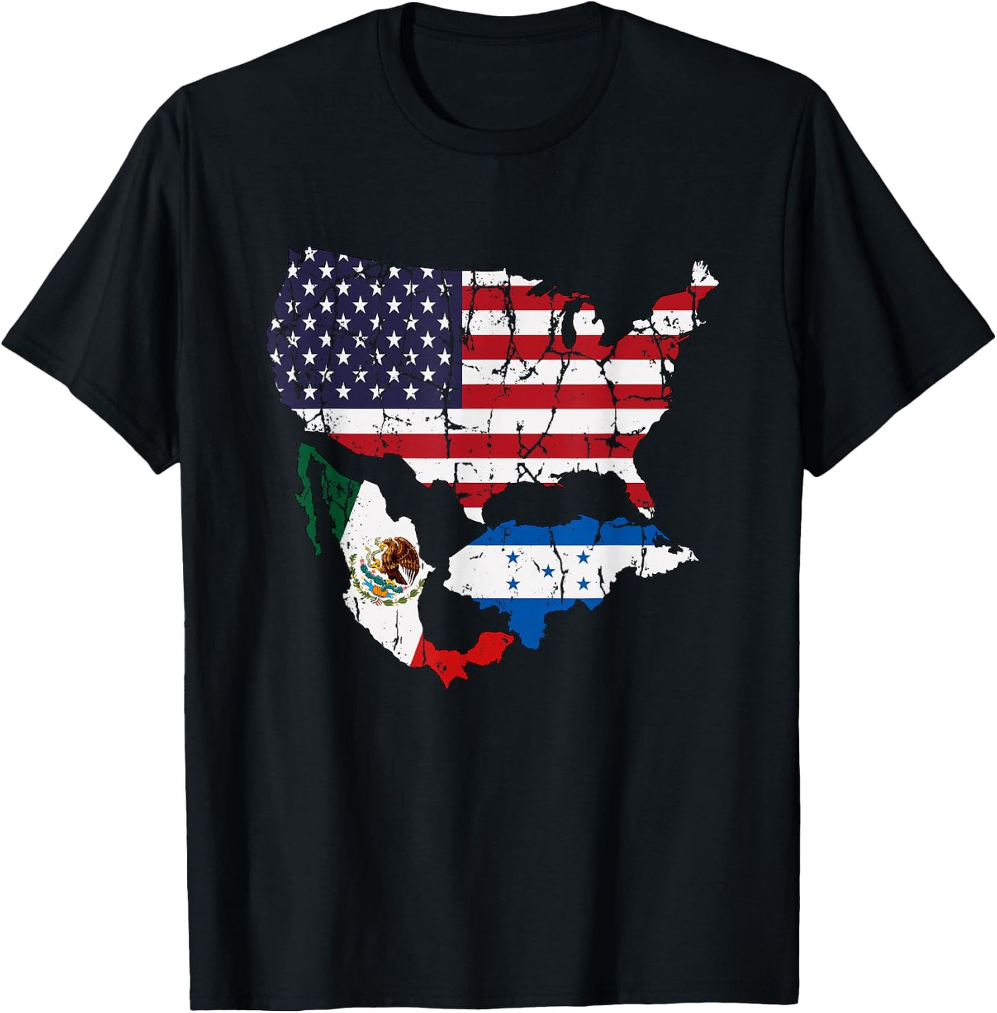 Honduras American Mexican Flag T-Shirt - T-Shirt | Black