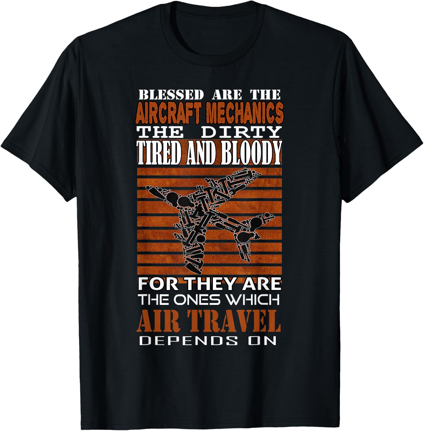 Blessed Are The Aircraft Mechanics Gifts Maintenance T-Shirt - T-Shirt | Black