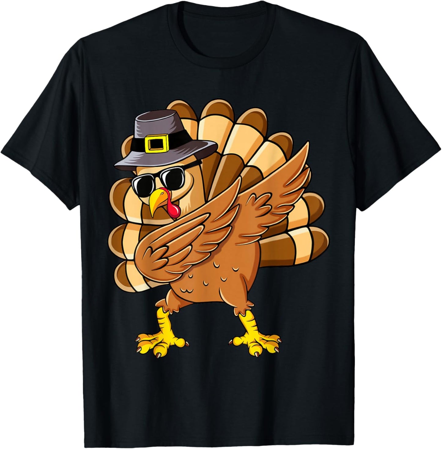 Dabbing Turkey Thanksgiving Day Pilgrim Boys Men Funny Dab T-Shirt - T-Shirt | Black
