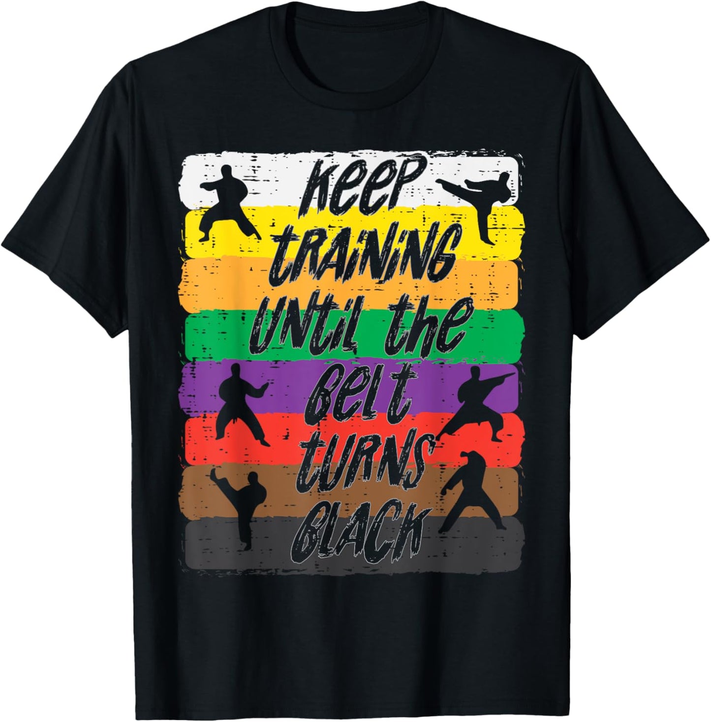 Karate Training Belt Turns Black Martial Arts Men Women Kids T-Shirt - T-Shirt | Black